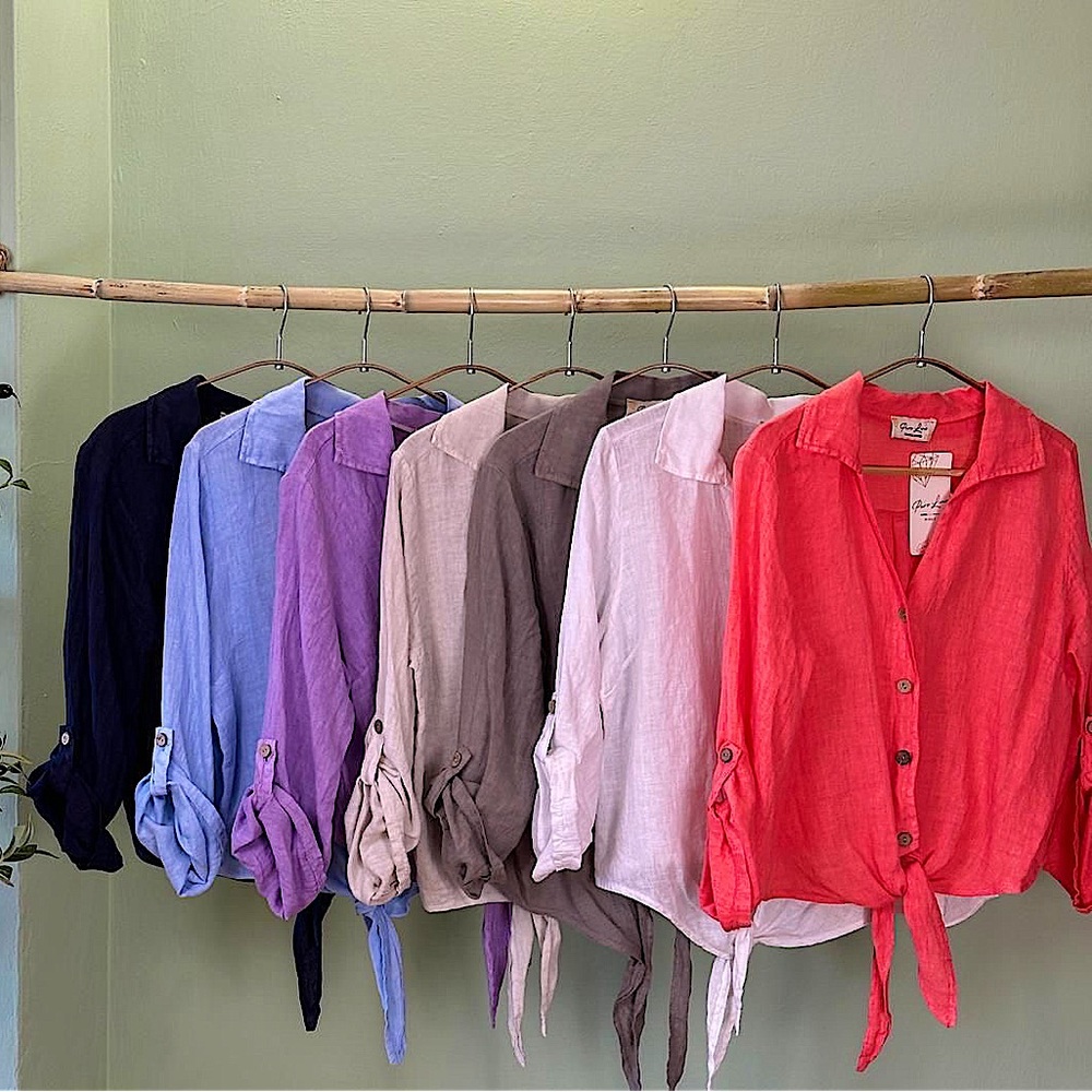 Italian Linen Button-Up Blouse - Picture 8 of 9
